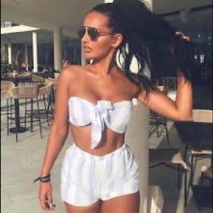 Blue and White Stripe Two Piece Set